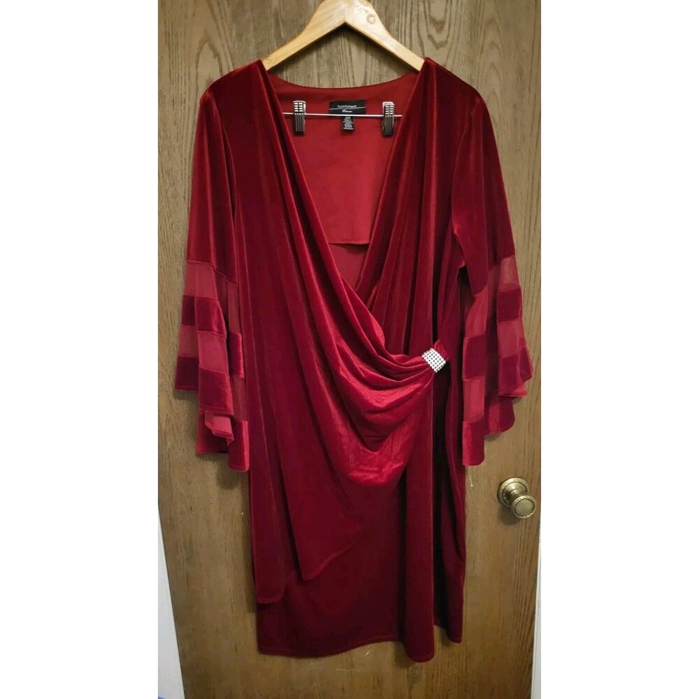R & M Richards Womens Red Velvet Dress Size 20W